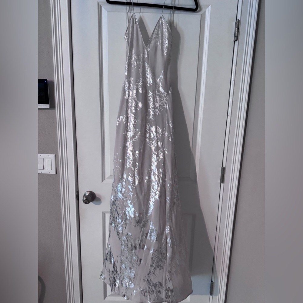 Zara Silver Sleeveless V-neck Gown